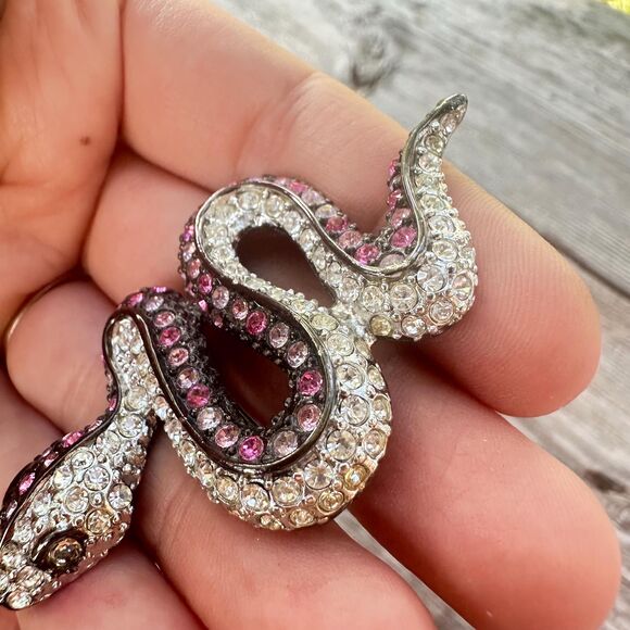 Vintage Kenneth Lane Snake Serpant Brooch WHITE & PINK  SIGNED - Picture 4 of 6